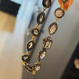 Black Gold Irregular Marquise Diamond Bracelet with Invisible K Gold Clasp