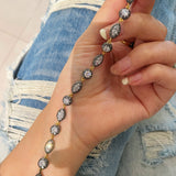 Black Gold Irregular Marquise Diamond Bracelet with Invisible K Gold Clasp