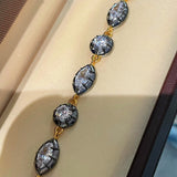 Black Gold Irregular Marquise Diamond Bracelet with Invisible K Gold Clasp