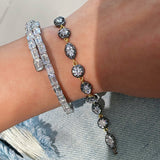 Black Gold Irregular Marquise Diamond Bracelet with Invisible K Gold Clasp