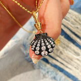 Black Gold Shell Necklace with Gradient Lab-Grown Diamonds