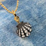 Black Gold Shell Necklace with Gradient Lab-Grown Diamonds
