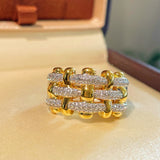 Two-Tone Checkered Pavé Wide Ring