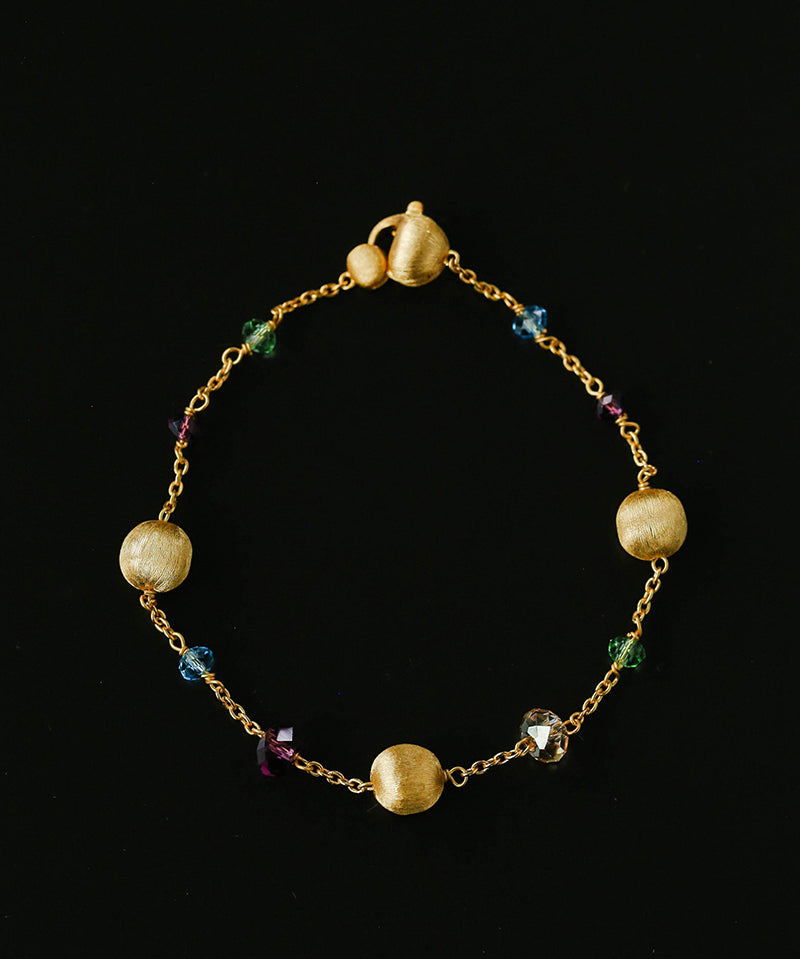 Italian Brushed Gold Bead & Swarovski Crystal Bracelet