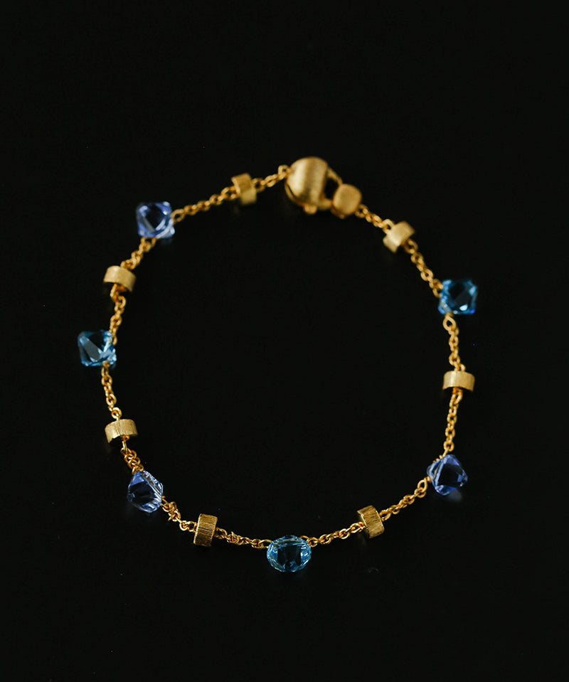 Italian Brushed Gold Bead & Swarovski Crystal Bracelet