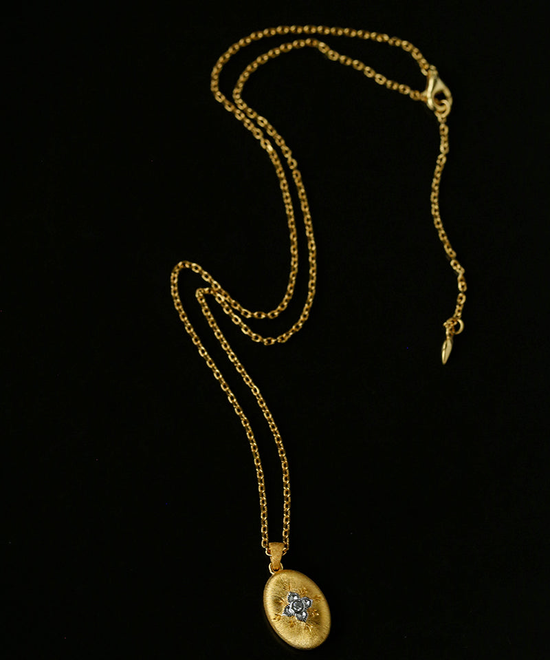 Italian Style Brushed Oval Star Necklace