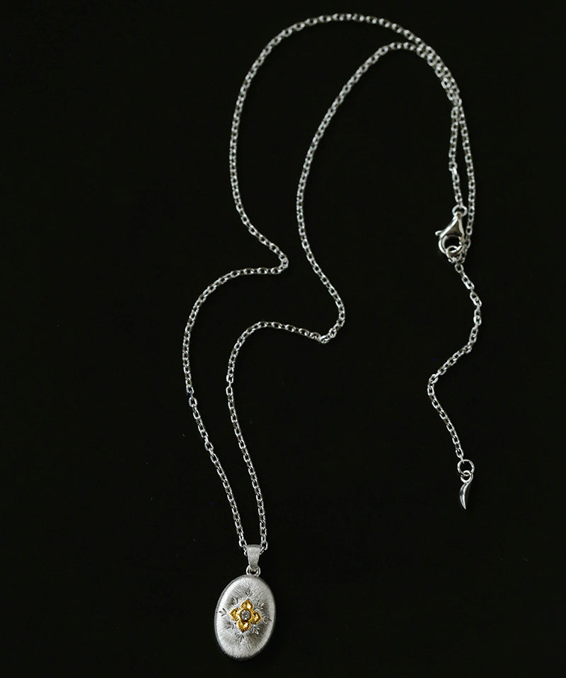 Italian Style Brushed Oval Star Necklace
