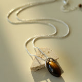 Tiger’s Eye Single Bead Pendant Necklace