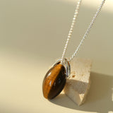 Tiger’s Eye Single Bead Pendant Necklace