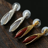 Bud-Shaped Gemstone Drop Earrings