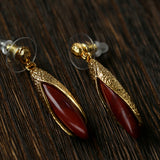 Bud-Shaped Gemstone Drop Earrings