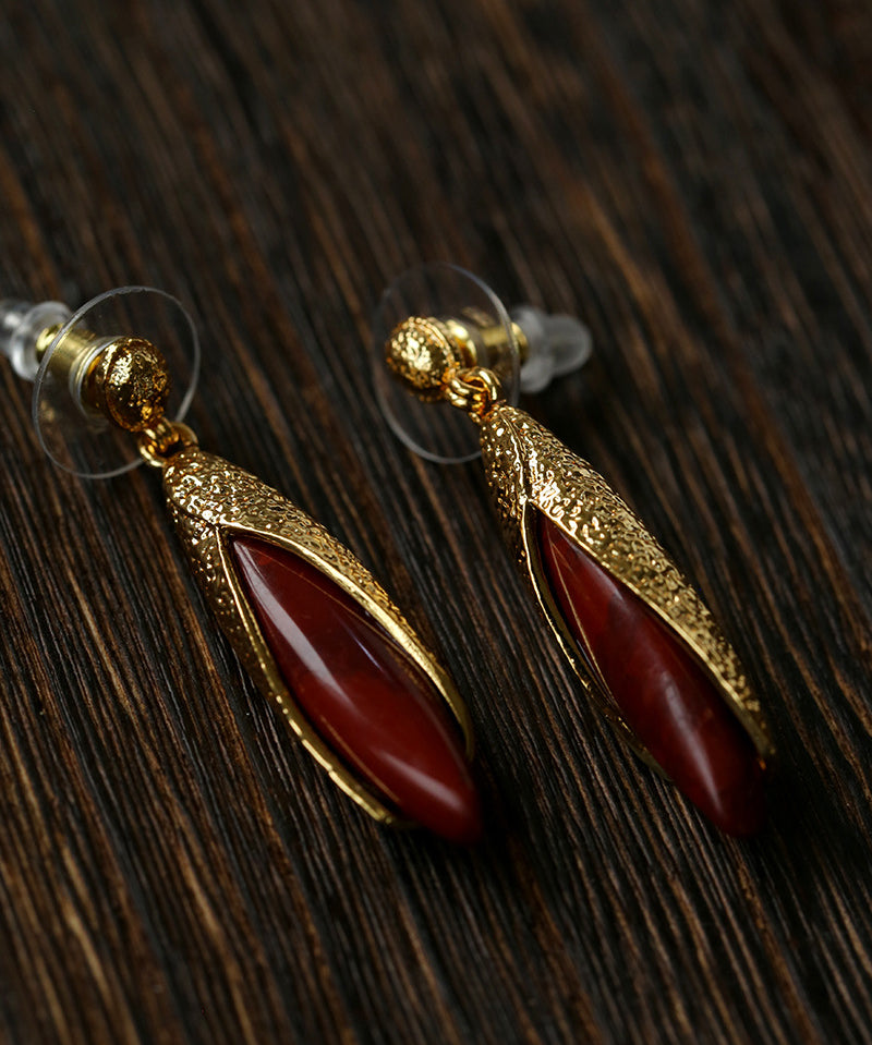 Bud-Shaped Gemstone Drop Earrings