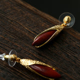 Bud-Shaped Gemstone Drop Earrings