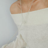 Lace Veil Metallic Long Necklace – Silver