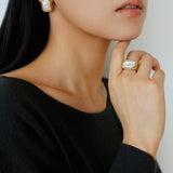 Geometric Baroque Pearl Square Earrings