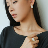 Geometric Baroque Pearl Square Earrings