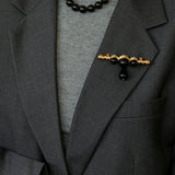 Black Onyx Brooch – Black & Gold Statement Design