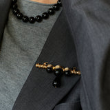 Black Onyx Brooch – Black & Gold Statement Design