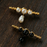 Black Onyx Brooch – Black & Gold Statement Design