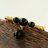 Black Onyx Brooch – Black & Gold Statement Design