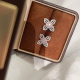 Pink Marquise & Baguette Diamond Lucky Clover Stud Earrings