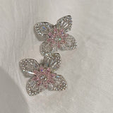 Pink Marquise & Baguette Diamond Lucky Clover Stud Earrings