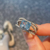 Linear Design Aquamarine Ring