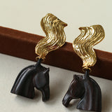 Ebony Horse Head Statement Earrings