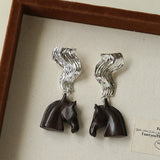 Ebony Horse Head Statement Earrings