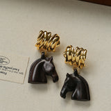 Ebony Horse Head Statement Earrings