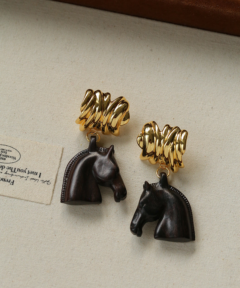 Ebony Horse Head Statement Earrings