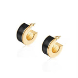 Liquid Enamel Arc Stud Earrings – Refined Luxury Curve Design