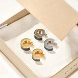 Liquid Enamel Arc Stud Earrings – Refined Luxury Curve Design