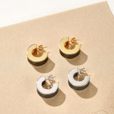 Liquid Enamel Arc Stud Earrings – Refined Luxury Curve Design