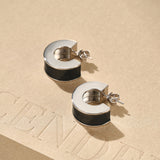 Liquid Enamel Arc Stud Earrings – Refined Luxury Curve Design