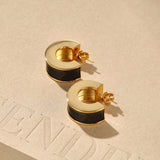 Liquid Enamel Arc Stud Earrings – Refined Luxury Curve Design