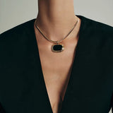 Liquid Enamel Pendant Necklace – Original Minimalist Luxury Collarbone Chain
