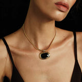 Liquid Enamel Pendant Necklace – Original Minimalist Luxury Collarbone Chain