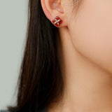 Lucky Clover Natural Stone Stud Earrings