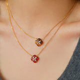 Lucky Clover Natural Stone Necklace