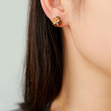 Lucky Clover Natural Stone Stud Earrings