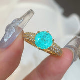 Lab-Created Firework Paraiba-Colour Six-Prong Ring