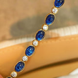 Vintage-Inspired Oval Synthetic Sapphire Tennis Bracelet