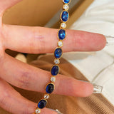 Vintage-Inspired Oval Synthetic Sapphire Tennis Bracelet