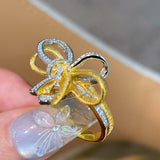 Sculptural Two-Tone Brushed Bow Statement Ring