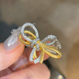 Sculptural Two-Tone Brushed Bow Statement Ring
