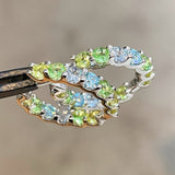 Paraiba-colour gradient hoop earrings with imported simulants