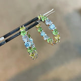 Lime green and aqua gradient sterling silver hoop earrings