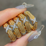 Two-Tone Triple-Row Crossover Textured Ring