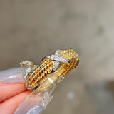 Two-Tone Triple-Row Crossover Textured Ring